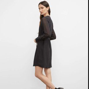 Club Monaco NWT 100% Silk Black Shirtdress, size 6,, orig. $229